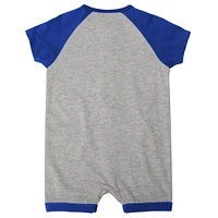 Infant  Heather Gray Kansas City Royals Extra Base Hit Raglan Full-Snap Romper