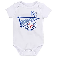 Infant Light Blue/White/Heather Gray Kansas City Royals Biggest Little Fan 3-Pack Bodysuit Set