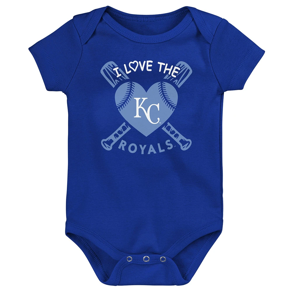 Infant Royal/Light Blue/Pink Kansas City Royals Baseball Baby 3-Pack Bodysuit Set