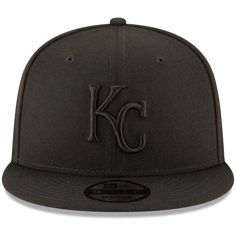 Kansas City Royals New Era Black on Black 9FIFTY Team Snapback Adjustable Hat - Black
