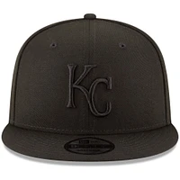 Kansas City Royals New Era Black on Black 9FIFTY Team Snapback Adjustable Hat - Black