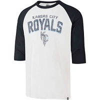 Men's '47 Cream Kansas City Royals Connect Crescent Franklin Raglan 3/4-Sleeve T-Shirt