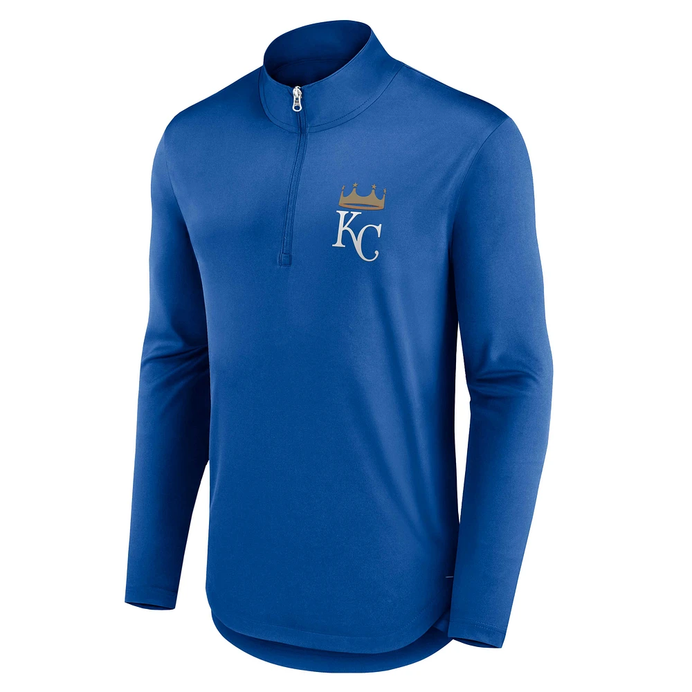 Men's Fanatics Royal Kansas City Royals Tough Minded Lightweight Quarter-Zip Pullover