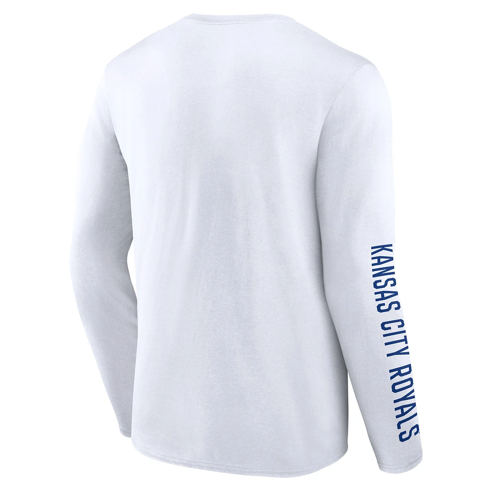 Men's Fanatics  White Kansas City Royals Press Box Long Sleeve T-Shirt