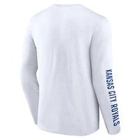 Men's Fanatics  White Kansas City Royals Press Box Long Sleeve T-Shirt