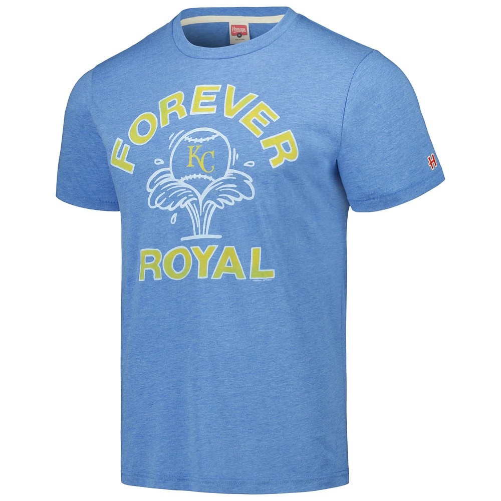 Men's Homage Light Blue Kansas City Royals Doodle Collection Forever Royal Tri-Blend T-Shirt