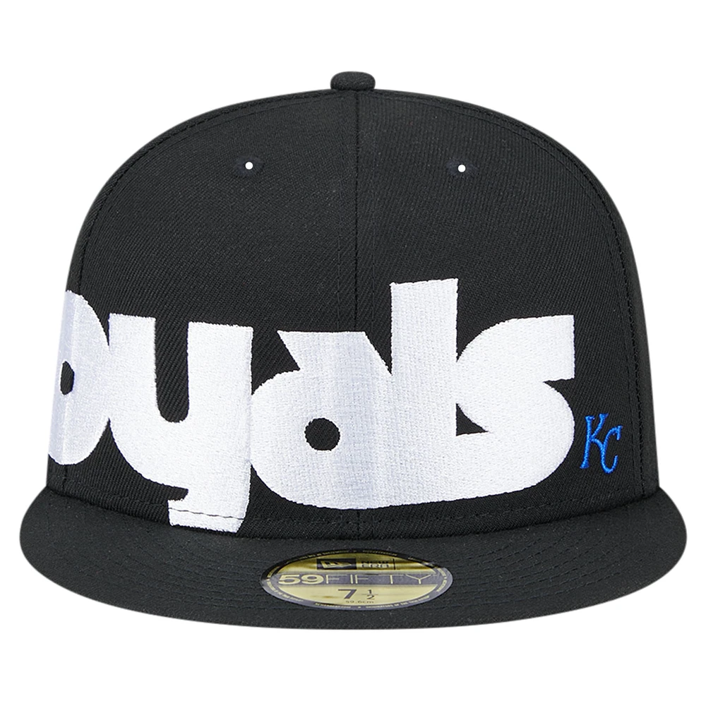 Men's New Era Black Kansas City Royals Checkered Undervisor 59FIFTY Fitted Hat
