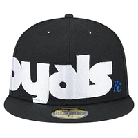 Men's New Era Black Kansas City Royals Checkered Undervisor 59FIFTY Fitted Hat