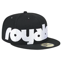 Men's New Era Black Kansas City Royals Checkered Undervisor 59FIFTY Fitted Hat