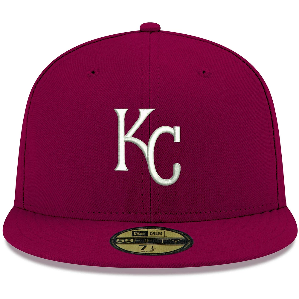 Men's New Era Cardinal Kansas City Royals White Logo 59FIFTY Fitted Hat