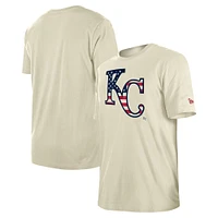 Men's New Era Cream Kansas City Royals Americana Flag Fill T-Shirt