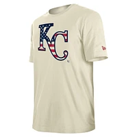 Men's New Era Cream Kansas City Royals Americana Flag Fill T-Shirt