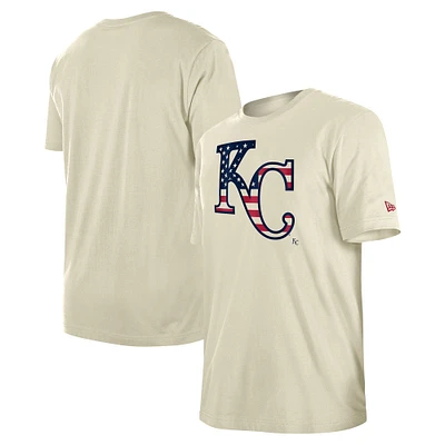 Men's New Era Cream Kansas City Royals Americana Flag Fill T-Shirt