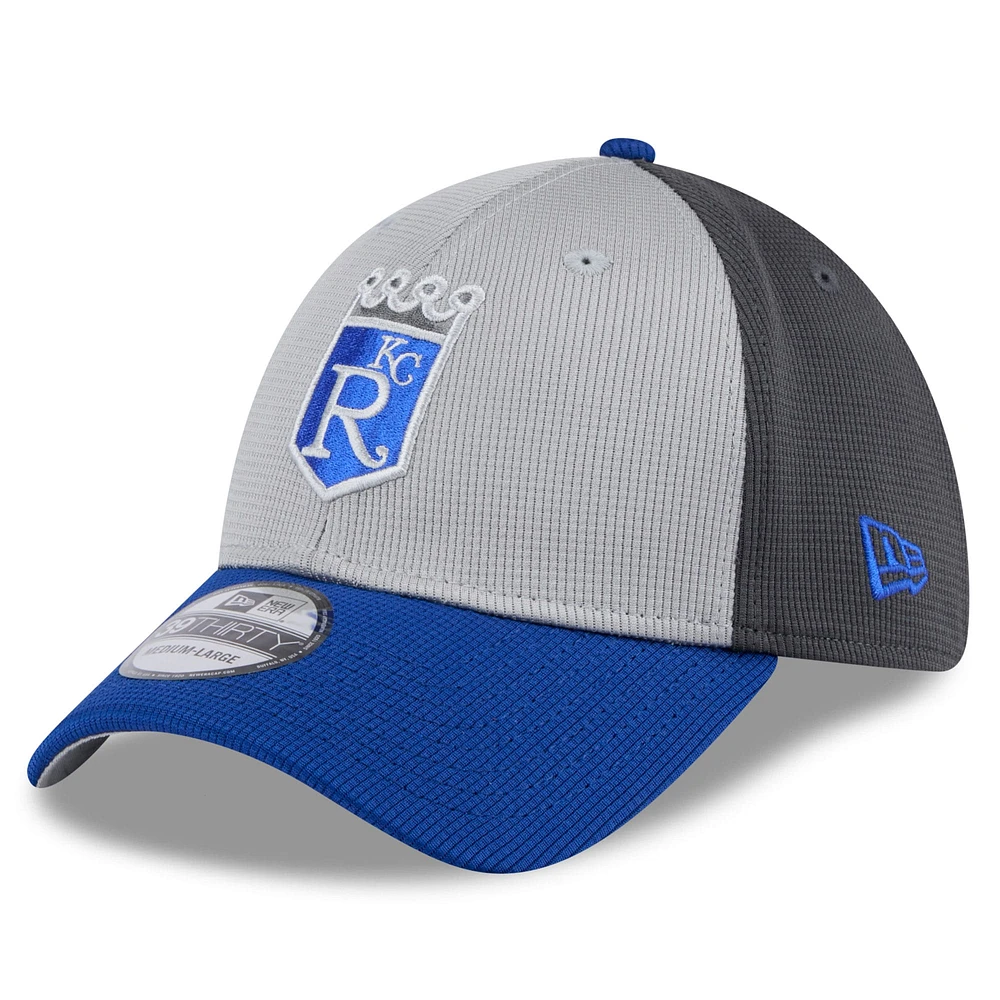 Casquette d'entraînement au bâton 39THIRTY Flex pour homme New Era gris/bleu marine Kansas City Royals 2025