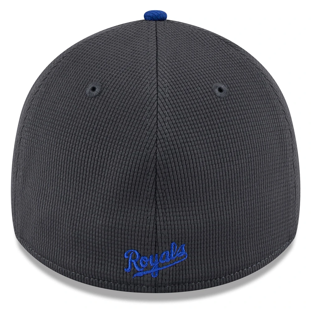 Casquette d'entraînement au bâton 39THIRTY Flex pour homme New Era gris/bleu marine Kansas City Royals 2025