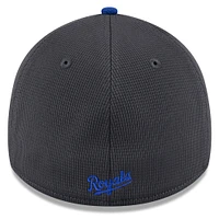 Casquette d'entraînement au bâton 39THIRTY Flex pour homme New Era gris/bleu marine Kansas City Royals 2025