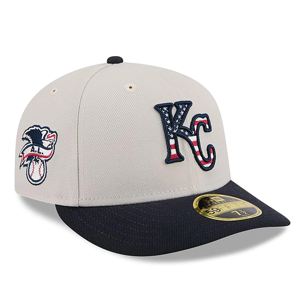 Men's New Era Khaki/Black Kansas City Royals 2024 Fourth of July Low Profile 59FIFTY Fitted Hat
