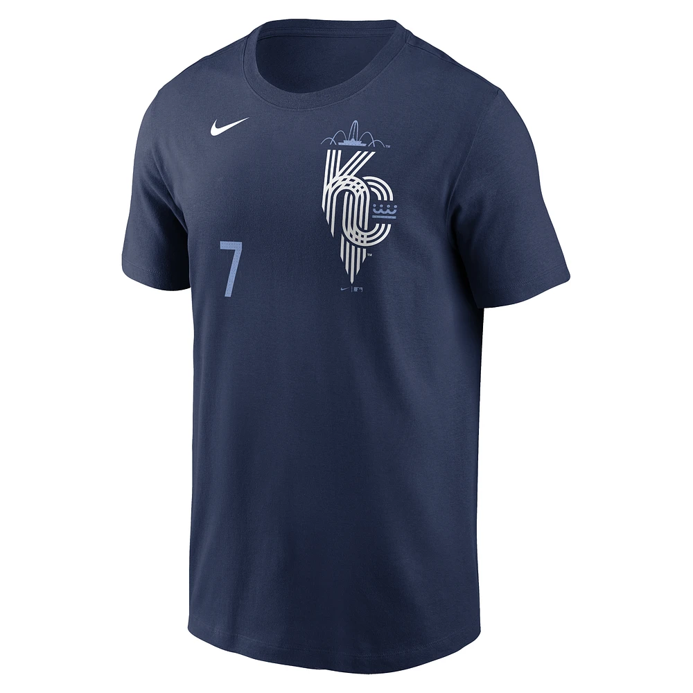 Men's Nike Bobby Witt Jr. Navy Kansas City Royals Connect Fuse Name & Number T-Shirt