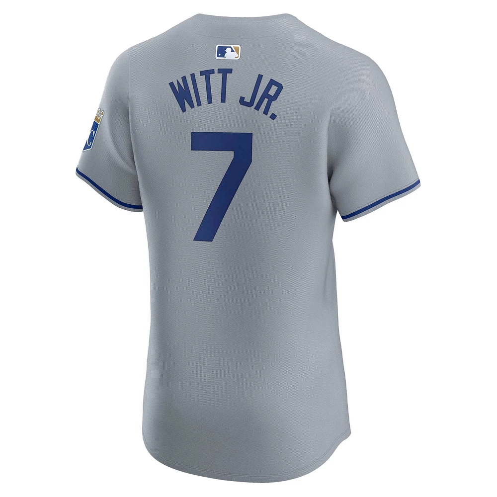 Men's Nike Bobby Witt Jr. Gray Kansas City Royals Road Elite Player Jersey