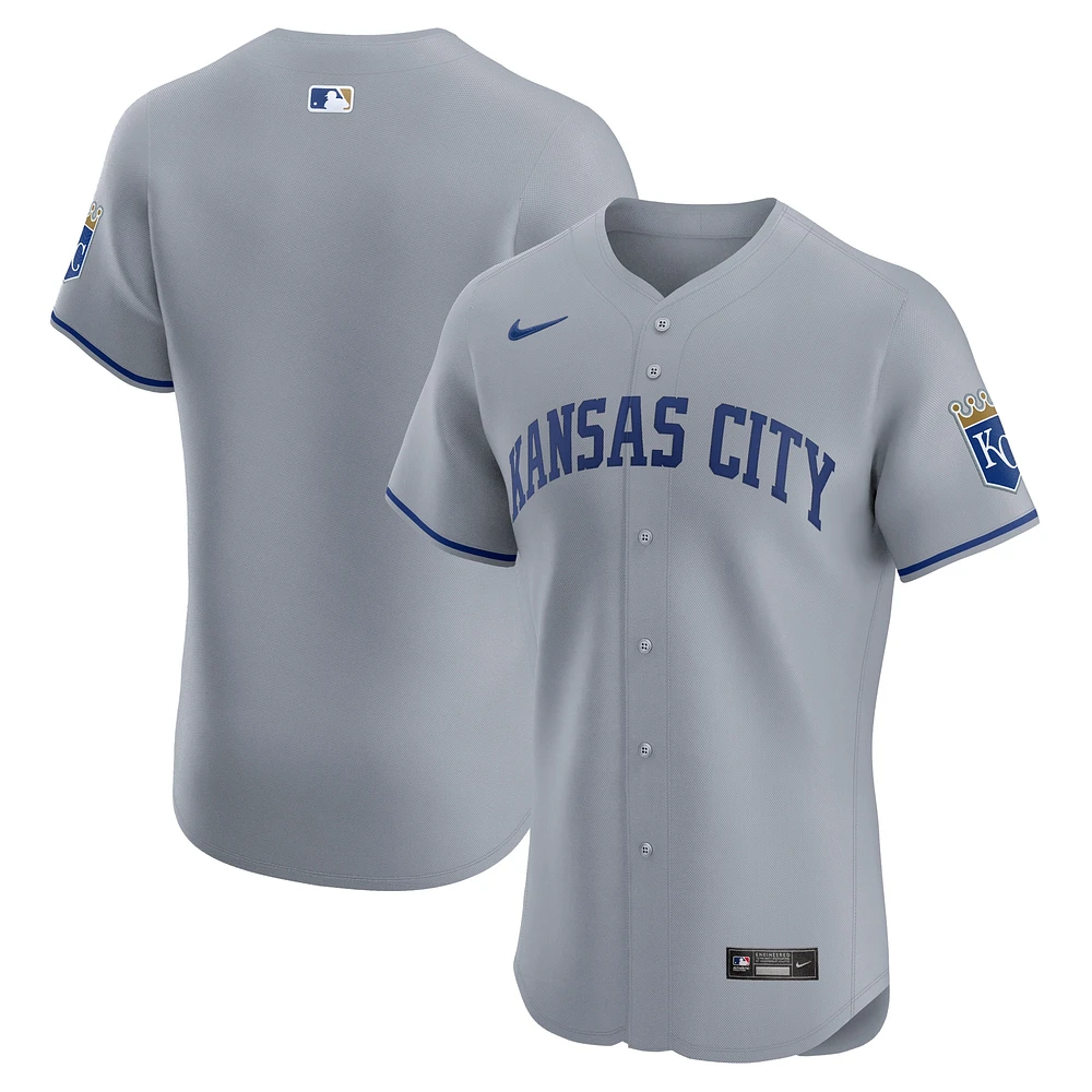 Men's Nike Gray Kansas City Royals Road Vapor Premier Elite Patch Jersey