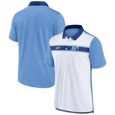 Polo Nike Rewind Stripe blanc/bleu clair pour homme des Kansas City Royals