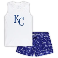 Women's Concepts Sport White/Royal Kansas City Royals Plus Tank Top & Shorts Sleep Set