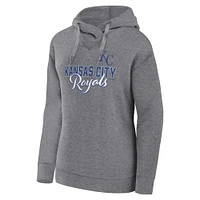 Women's Fanatics Heather Gray Kansas City Royals Script Favorite Lightweight Pullover Hoodie