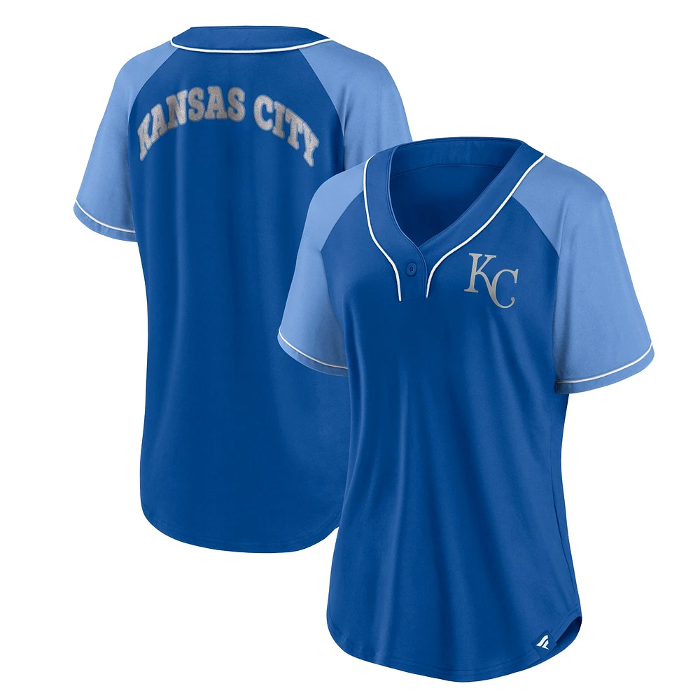 Women's Fanatics Royal Kansas City Royals Ultimate Style Raglan V-Neck T-Shirt
