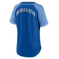 Women's Fanatics Royal Kansas City Royals Ultimate Style Raglan V-Neck T-Shirt
