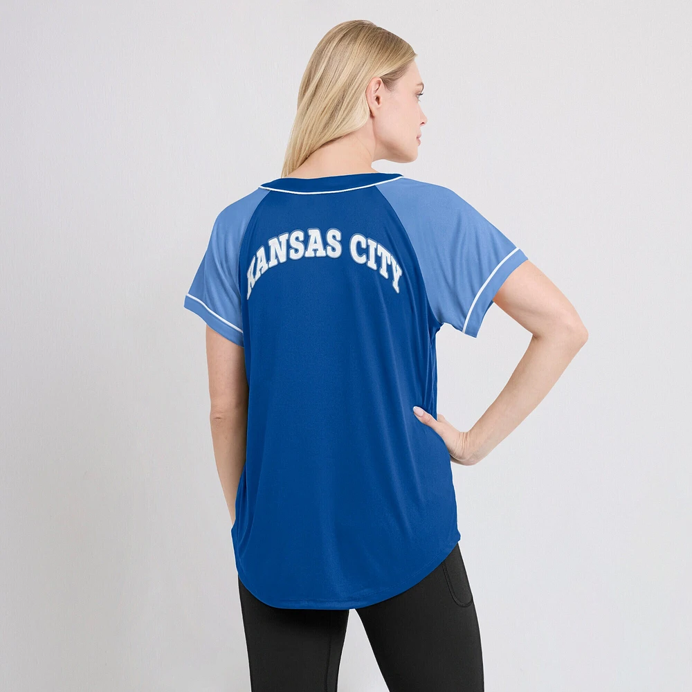 Women's Fanatics Royal Kansas City Royals Ultimate Style Raglan V-Neck T-Shirt