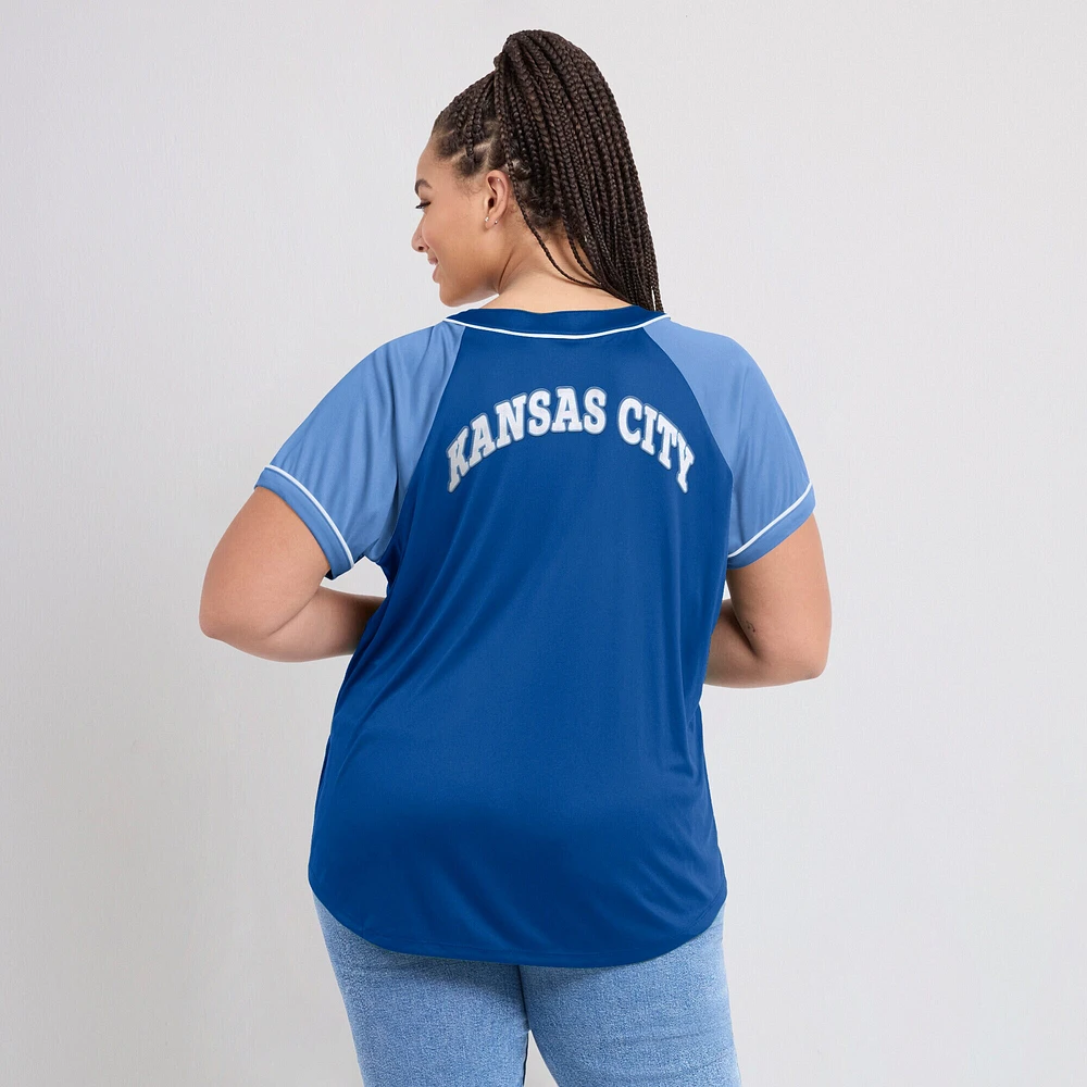 Women's Fanatics Royal Kansas City Royals Ultimate Style Raglan V-Neck T-Shirt