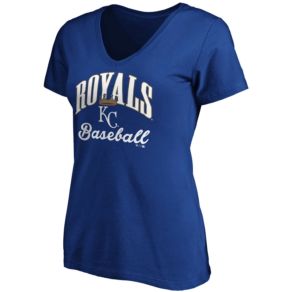 Women's Fanatics Royal Kansas City Royals Victory Script V-Neck T-Shirt