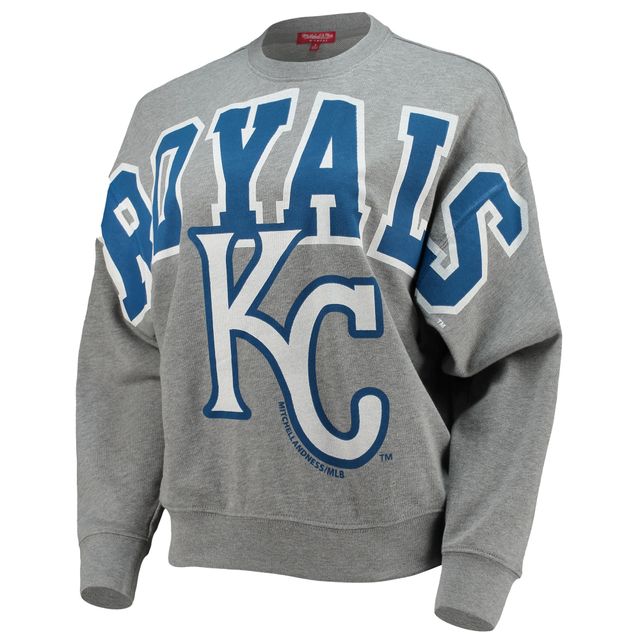 Sweat à capuche léger Mitchell & Ness Heathered Grey Collection Cooperstown des Royals de Kansas City pour femme