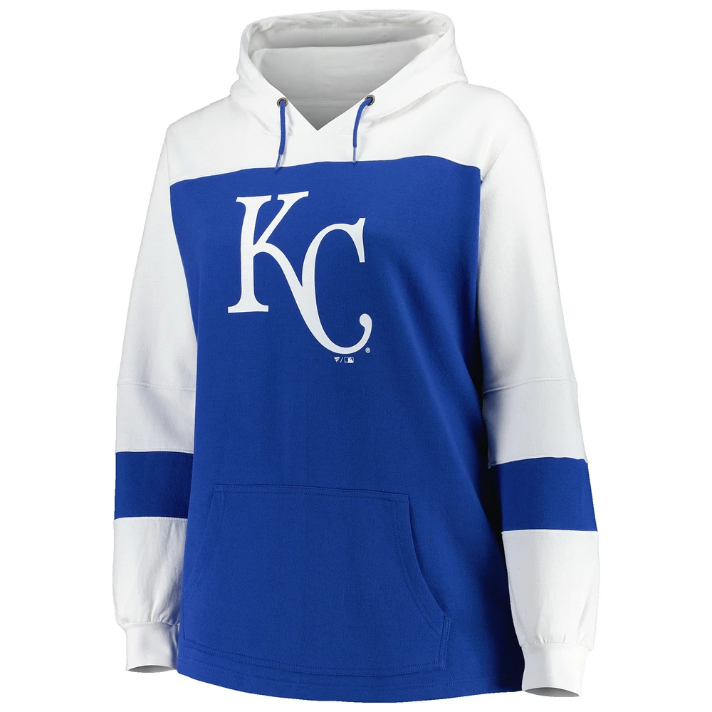 Women's Royal Kansas City Royals Plus Colorblock Pullover Hoodie