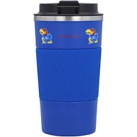 Kansas Jayhawks 18oz Coffee Tumbler with Silicone Grip