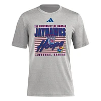 Men's adidas Gray Kansas Jayhawks Locker Swish Tri-Blend T-Shirt