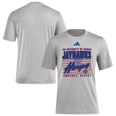 Men's adidas Gray Kansas Jayhawks Locker Swish Tri-Blend T-Shirt