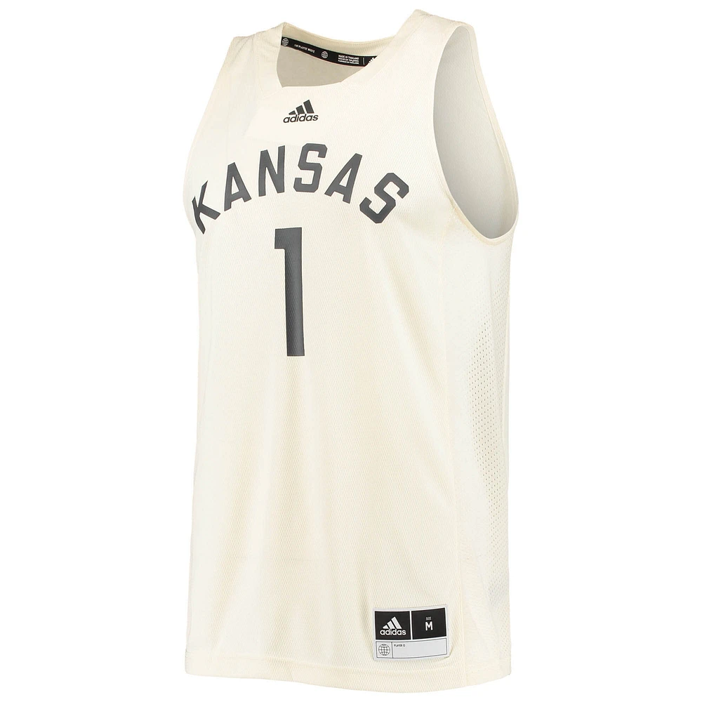 Men's adidas #1 Cream Kansas Jayhawks Reverse Retro Jersey