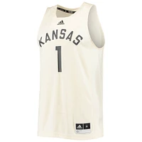 Men's adidas #1 Cream Kansas Jayhawks Reverse Retro Jersey