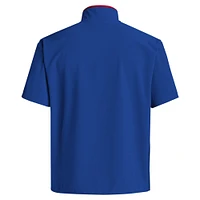 Men's adidas Royal Kansas Jayhawks 2024 Coaches Sideline Half-Zip Short Sleeve Jacket