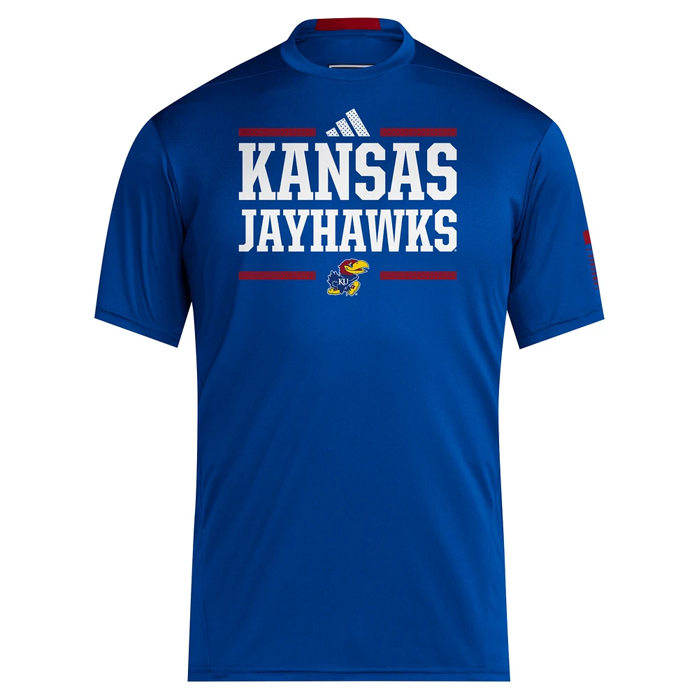 Men's adidas Royal Kansas Jayhawks 2024 Sideline AEROREADY T-Shirt