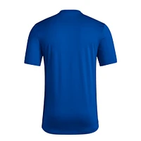 Men's adidas Royal Kansas Jayhawks Basketball On Court Orbit Pregame T-Shirt