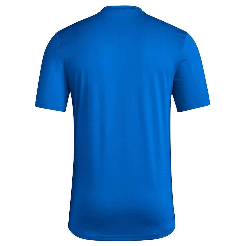 Men's adidas Royal Kansas Jayhawks Basketball State Outline Pre-Game T-Shirt