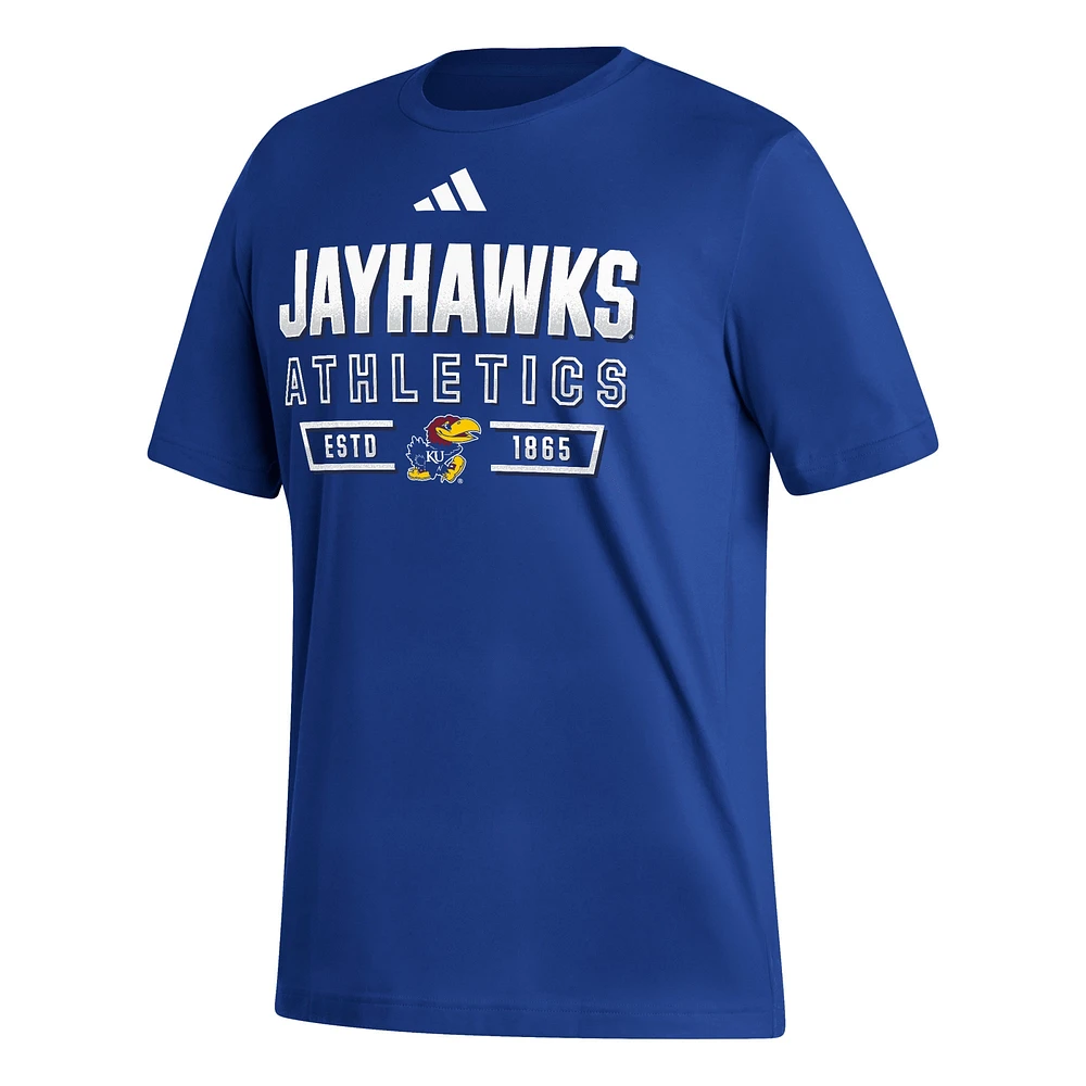T-shirt adidas Royal Kansas Jayhawks Head of Class Fresh pour homme