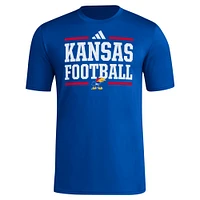 T-shirt adidas Royal Kansas Jayhawks Locker Football Pre-Game AEROREADY pour homme