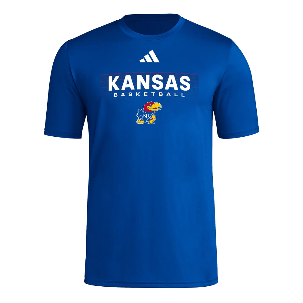 Men's adidas Royal Kansas Jayhawks Locker On-Court The Fade Pregame AEROREADY T-Shirt