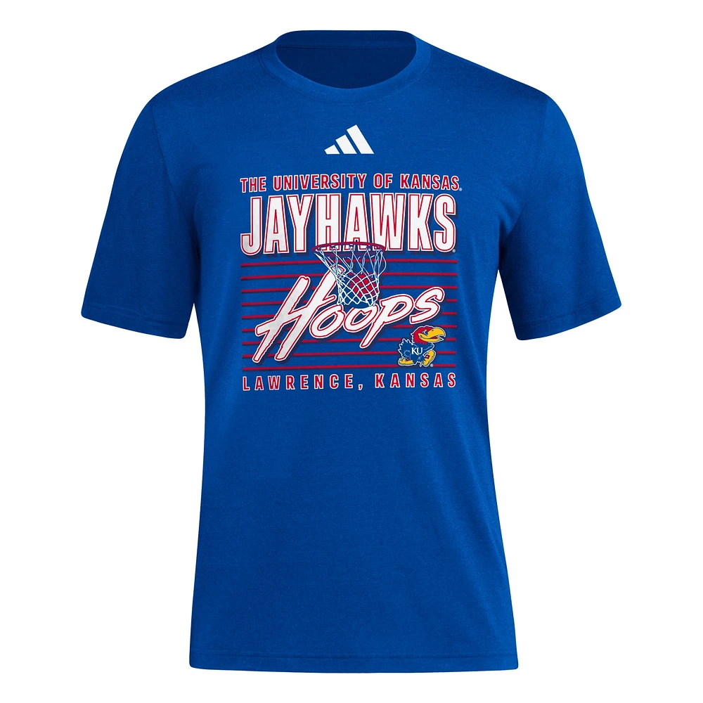 Men's adidas Royal Kansas Jayhawks Locker Swish Tri-Blend T-Shirt