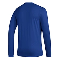 Men's adidas Royal Kansas Jayhawks Practice Basketball Pregame AEROREADY Long Sleeve T-Shirt