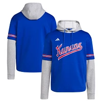 Men's adidas  Royal Kansas Jayhawks Pullover Baseball Jersey Hoodie