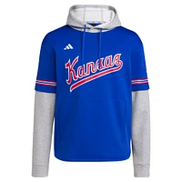 Men's adidas  Royal Kansas Jayhawks Pullover Baseball Jersey Hoodie